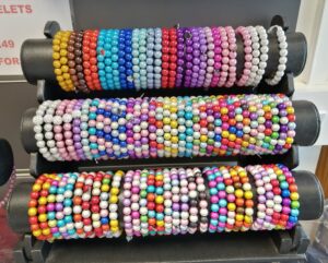 Glo beads on a rack